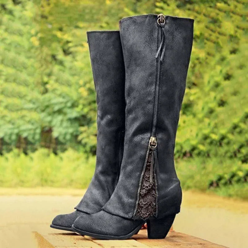 Moana | Knee High Boots Tall Boots Riding Boots Women Winter Fall Block Heel Side