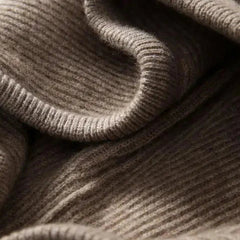 Christine Brewer Claudia cashmere hoodie for women, soft beige with a relaxed fit and hood, shown on a model.