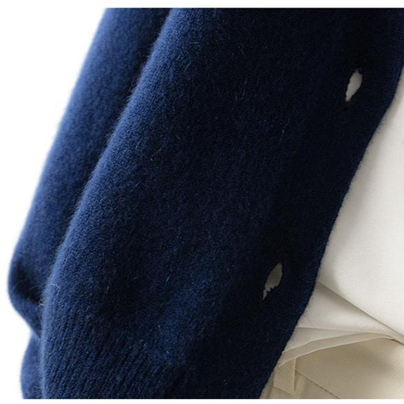 Christina Cashmere High Neck Cardigan for Women by Christine Brewer, featuring a cozy high-neck design in soft cashmere fabric.