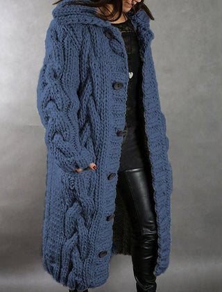 Karina elegant cozy coat by Christine Brewer with tummy coverage, shown in a front view, soft fabric and stylish design.