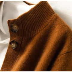 Christina cashmere high neck cardigan for women by Christine Brewer, featuring a soft knit fabric and a stylish high neckline.
