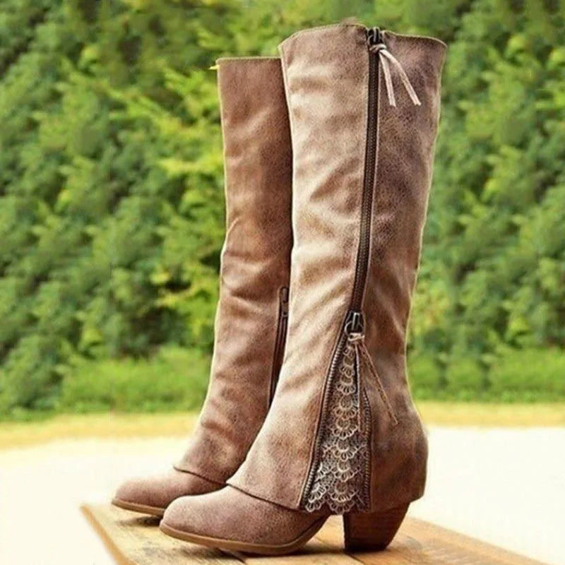 Moana | Knee High Boots Tall Boots Riding Boots Women Winter Fall Block Heel Side