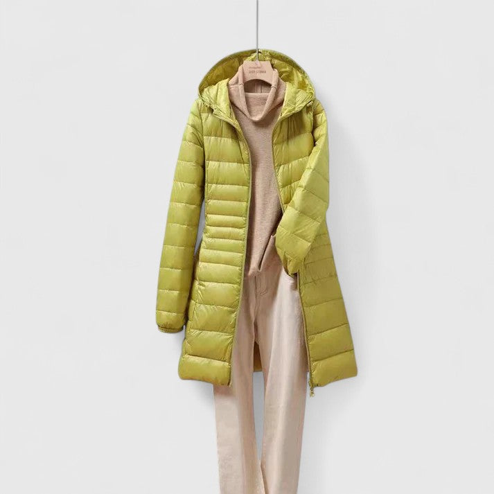 Ilse | Quilted Longline Hooded Puffer Jacket for Women