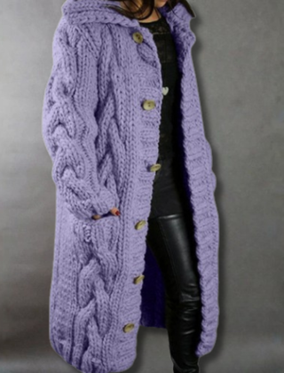 Karina elegant cosy coat with tummy coverage by Christine Brewer, shown in a stylish, warm design perfect for chilly weather.