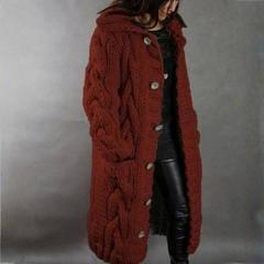 Elegant Karina cozy coat by Christine Brewer featuring tummy coverage, stylish outerwear perfect for chilly days.