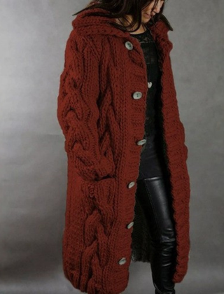 Elegant Karina cozy coat by Christine Brewer featuring tummy coverage, stylish outerwear perfect for chilly days.