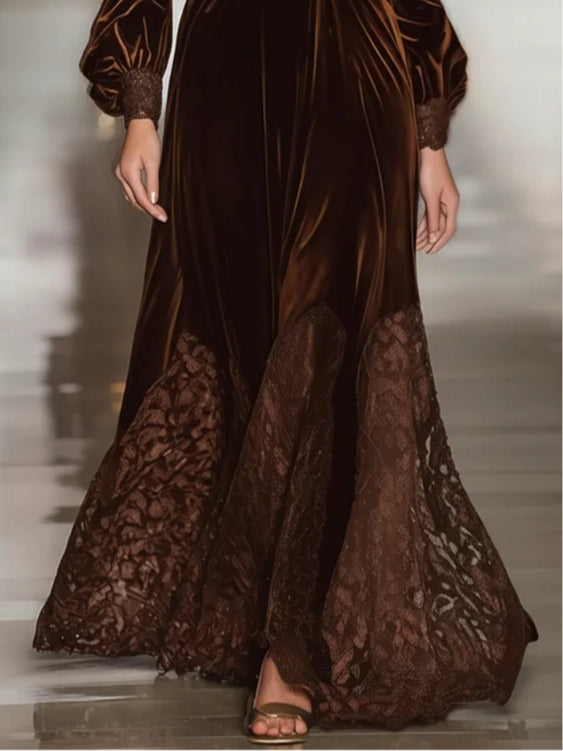 Rhonda | Brown Velvet Turtleneck Dress for Women, Cocktail