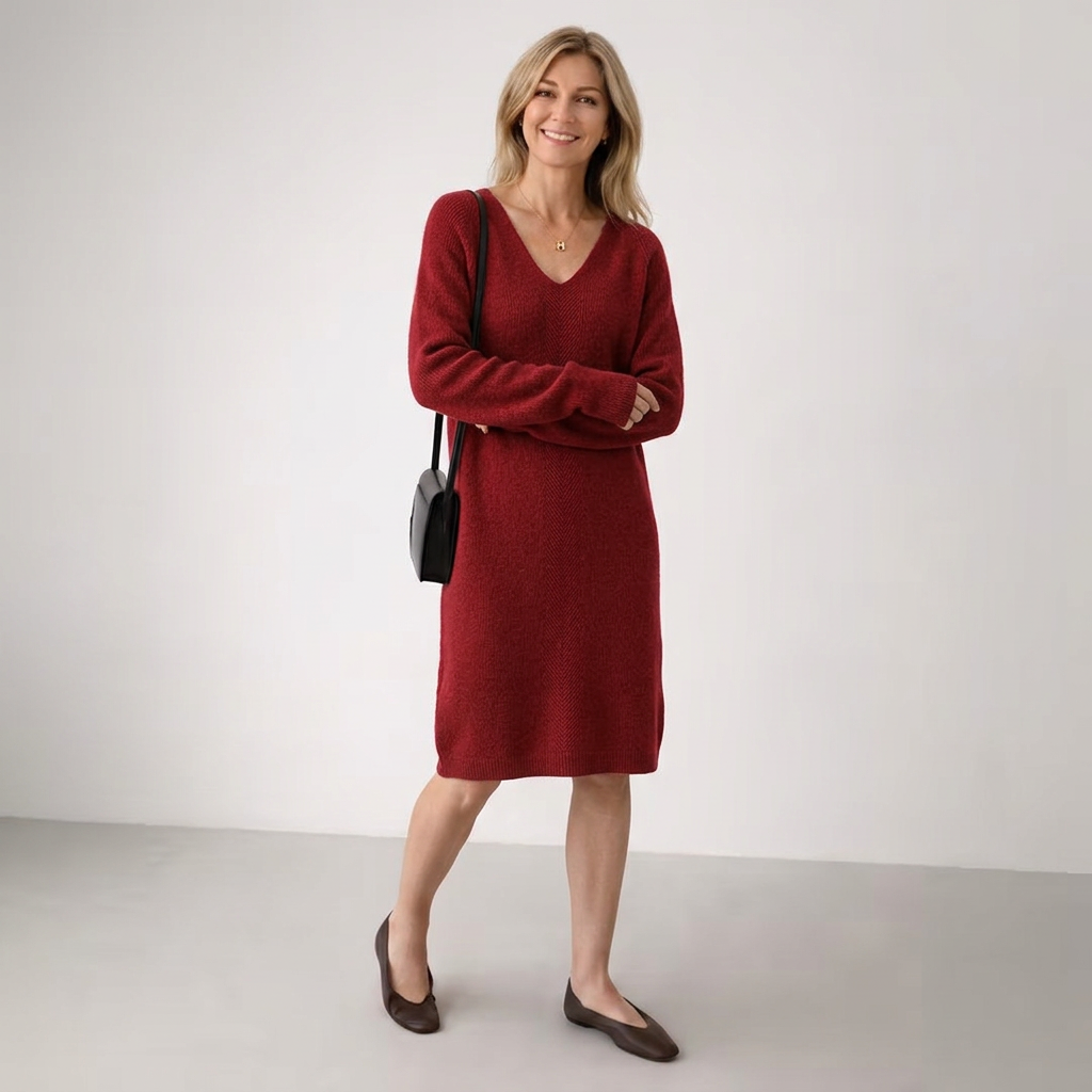 Philomena | Relaxed-Fit V-Neck Sweater Dress for Women