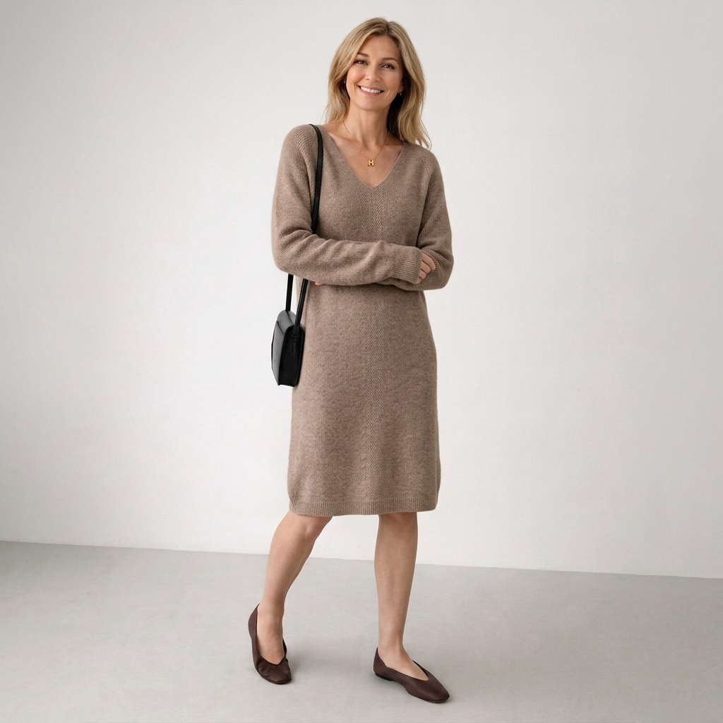 Philomena | Relaxed-Fit V-Neck Sweater Dress for Women