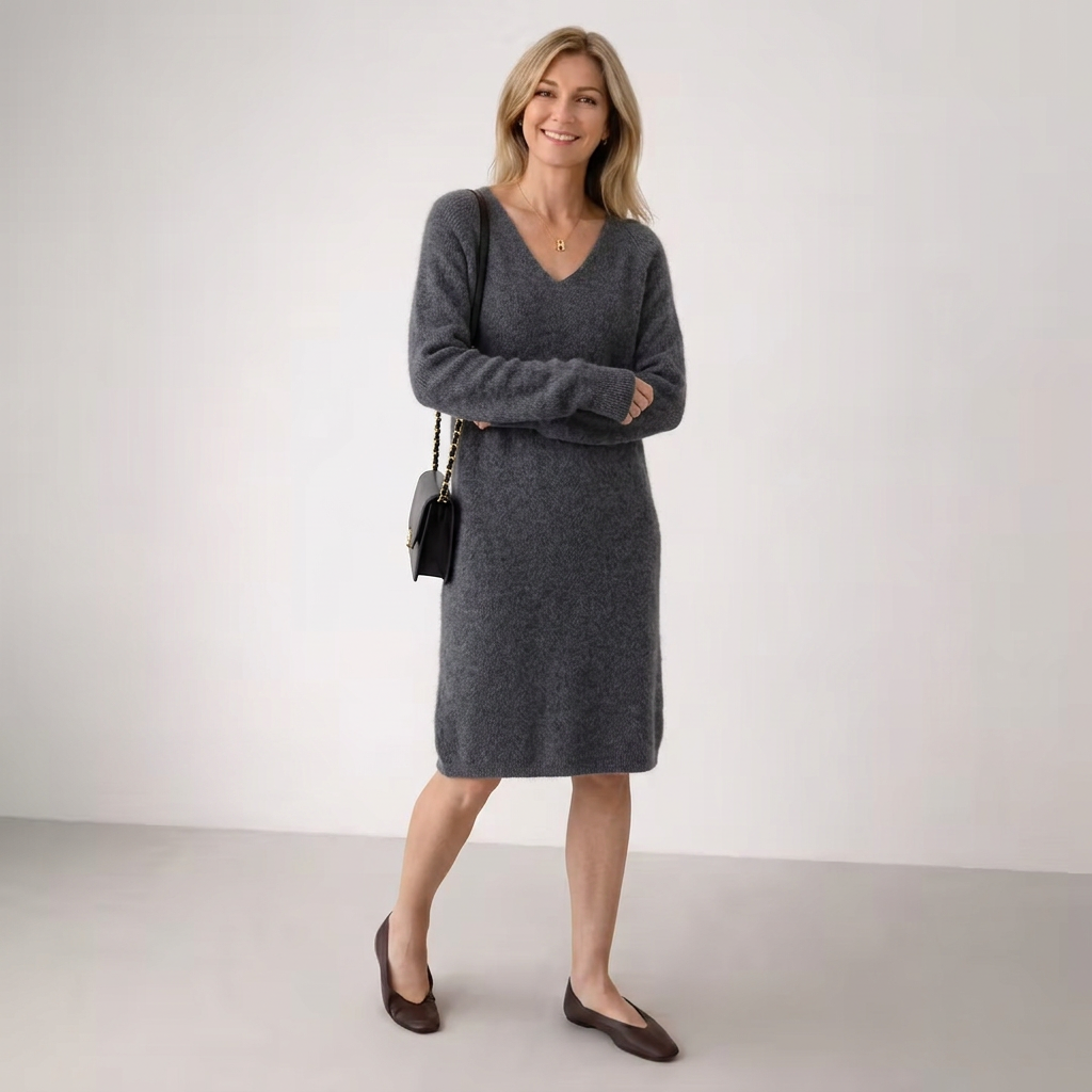 Philomena | Relaxed-Fit V-Neck Sweater Dress for Women