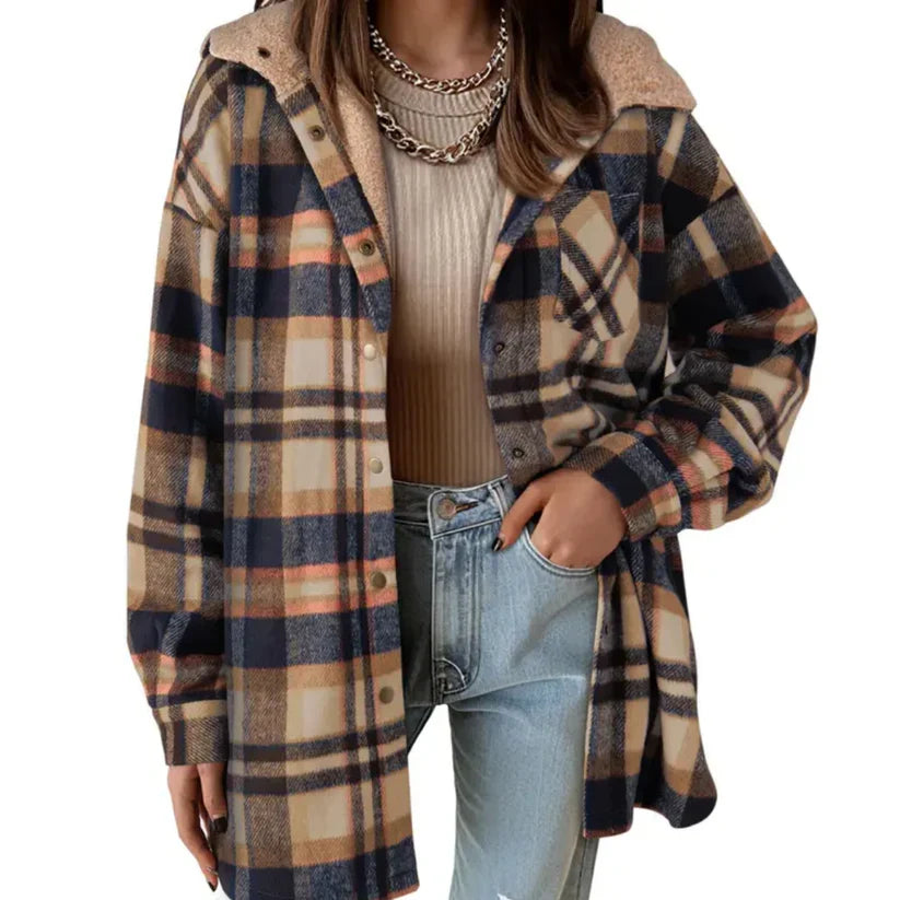 Estella | Plaid Hooded Teddy Coat for Women