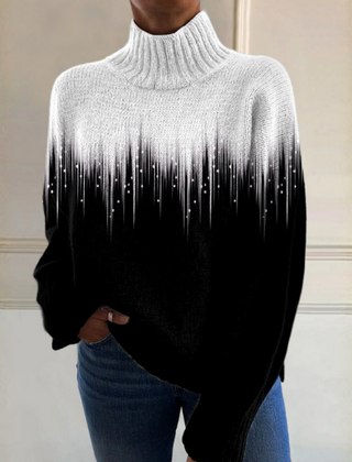 LilyElegantKnitPullover image showing a ribbed women's sweater named Alyssa by Christine Brewer, featuring a cozy, fitted knit design.