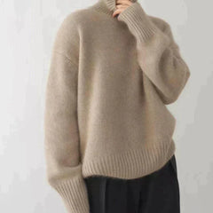 Khaki high neck sweater for women by Christine Brewer, featuring a cozy fit and stylish design, from the Kennedy 27 August new release.