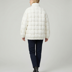 Back view of Christine Brewer Clara cozy puffer jacket for women, featuring a quilted design and warm, stylish fit.