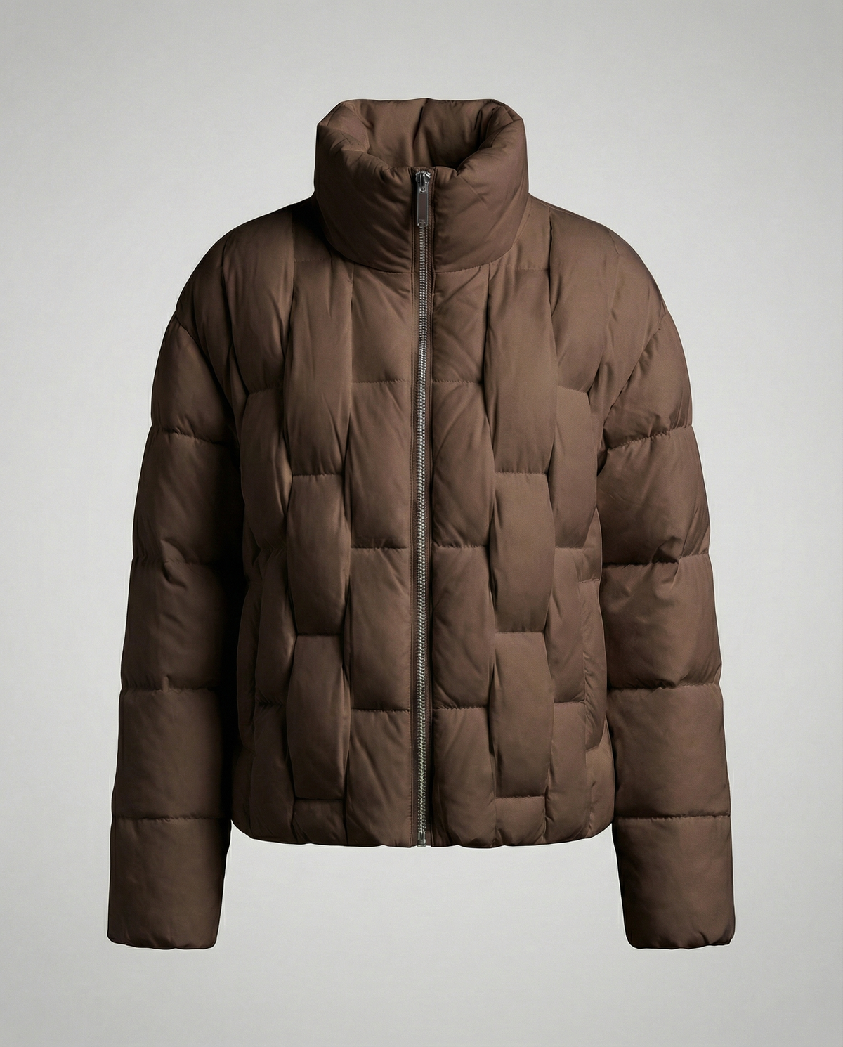 Women’s cozy puffer jacket by Christine Brewer, Clara brand, in a stylish design with a quilted, insulated look.