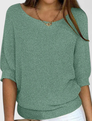 Light green Christine Brewer Grace women's chic sweater with versatile, stylish design, shown on a model.