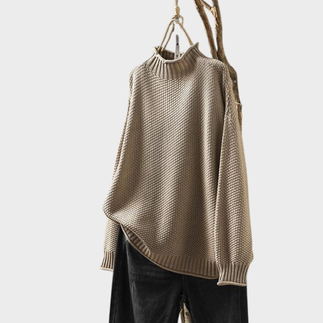 Women’s Jade knit sweater by Christine Brewer, featuring a cozy, textured knit in a stylish, versatile design.