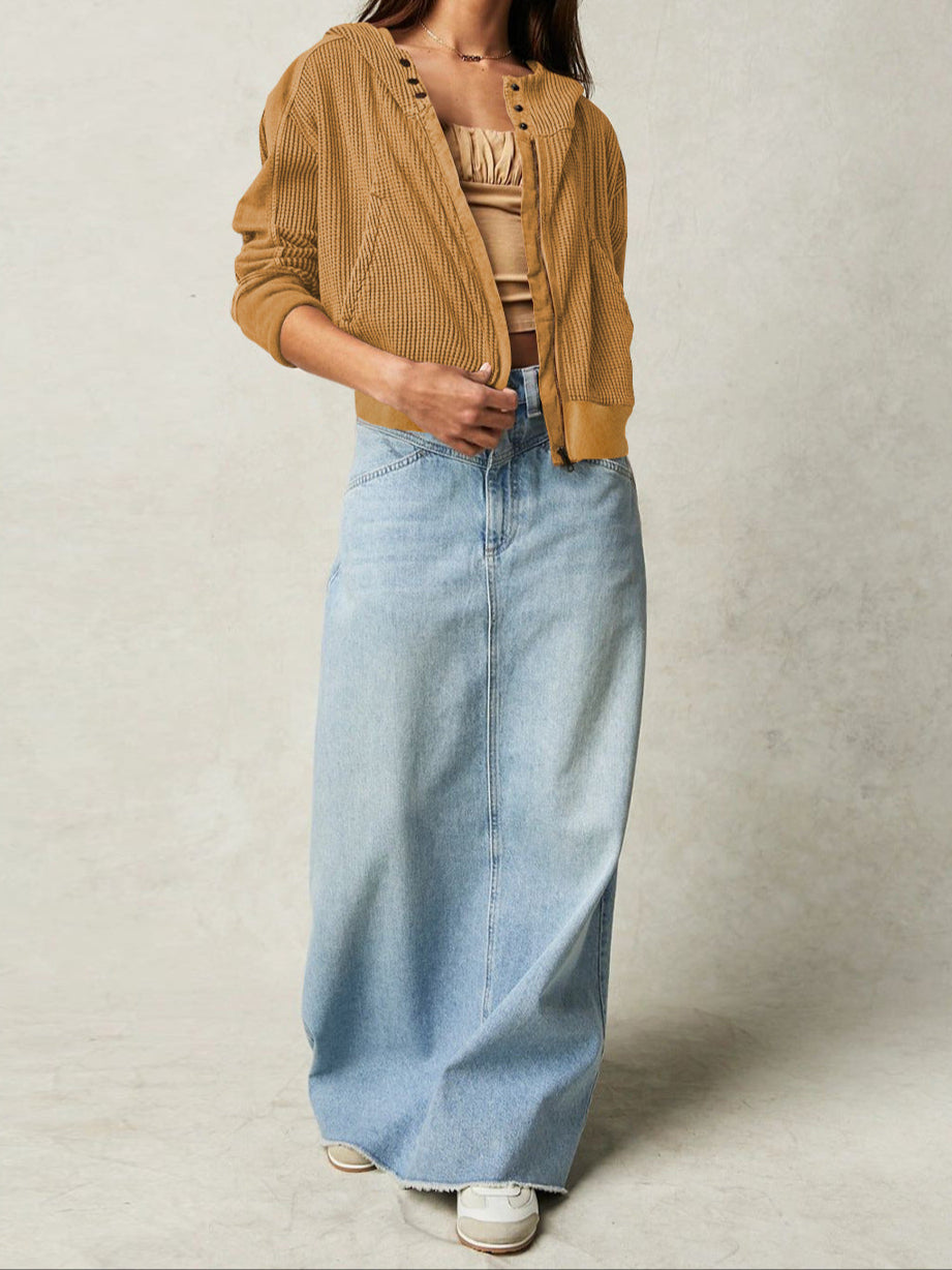 Mia cropped hooded hoodie for women by Christine Brewer, featuring a relaxed fit and drawstring hood in soft fabric.