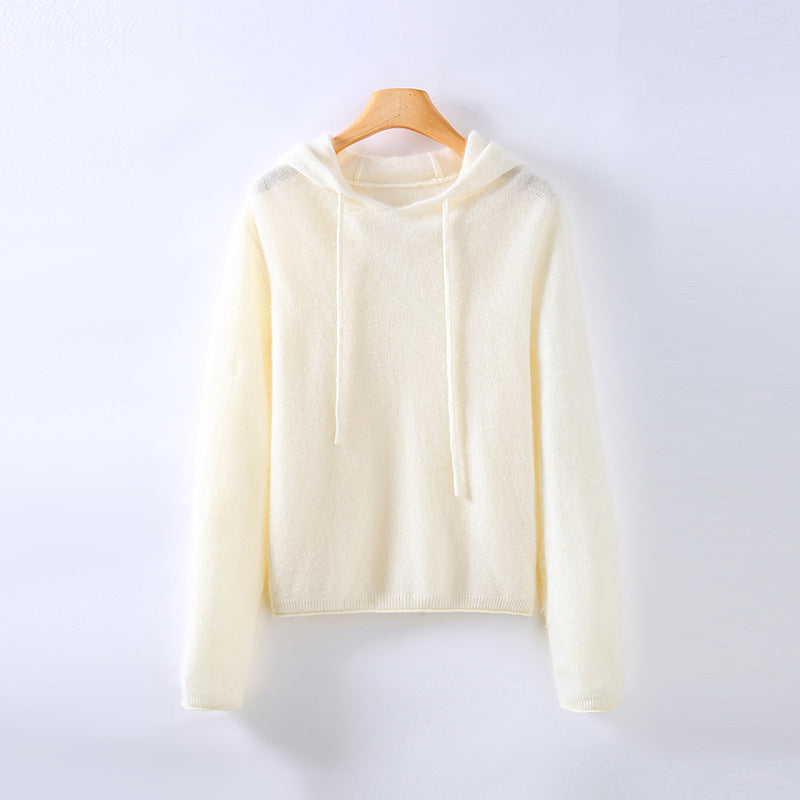 Athena | Cashmere Sweater Hoodie Knit Pullover Hooded Women Winter Warm Lightweight Soft