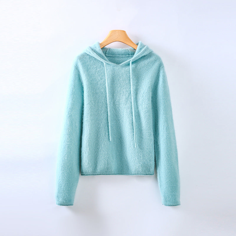 Athena | Cashmere Sweater Hoodie Knit Pullover Hooded Women Winter Warm Lightweight Soft