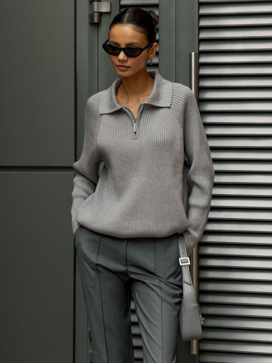 Pink knit sweater for women by Christine Brewer, featuring a cozy, textured design and a classic crew neckline.