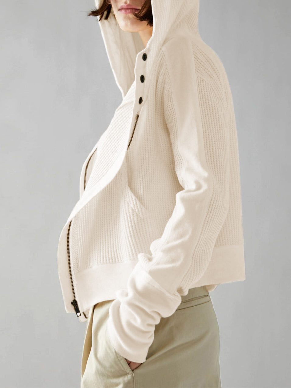 Women’s cropped hooded hoodie from Christine Brewer’s Mia collection, featuring a stylish hood and comfortable fit.