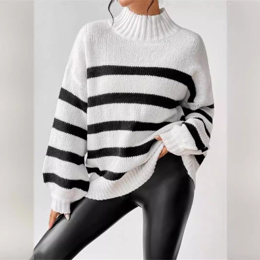 Christine Brewer Miriam women's knit sweater in cozy, textured fabric with a relaxed fit, shown on a model.