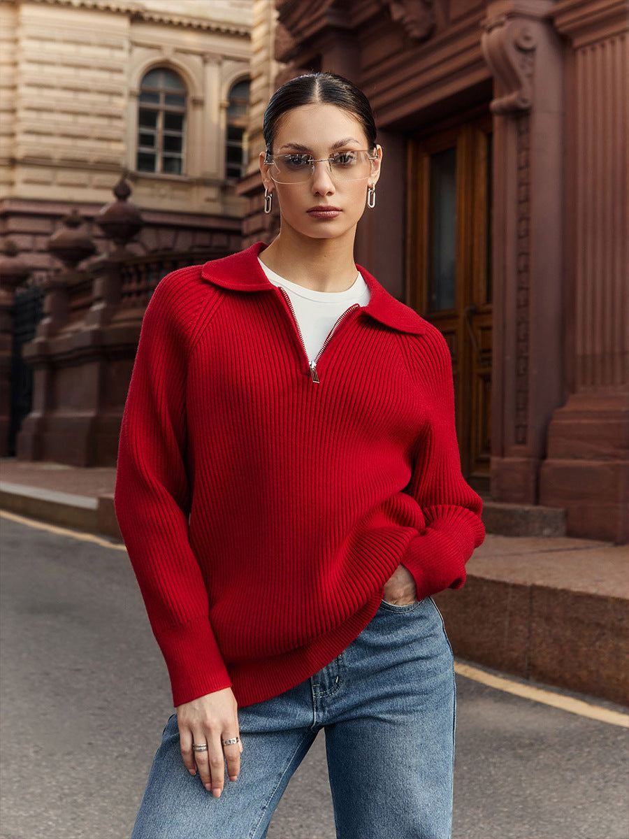 Jane knit sweater for women by Christine Brewer, featuring a cozy, textured knit design in a neutral color.