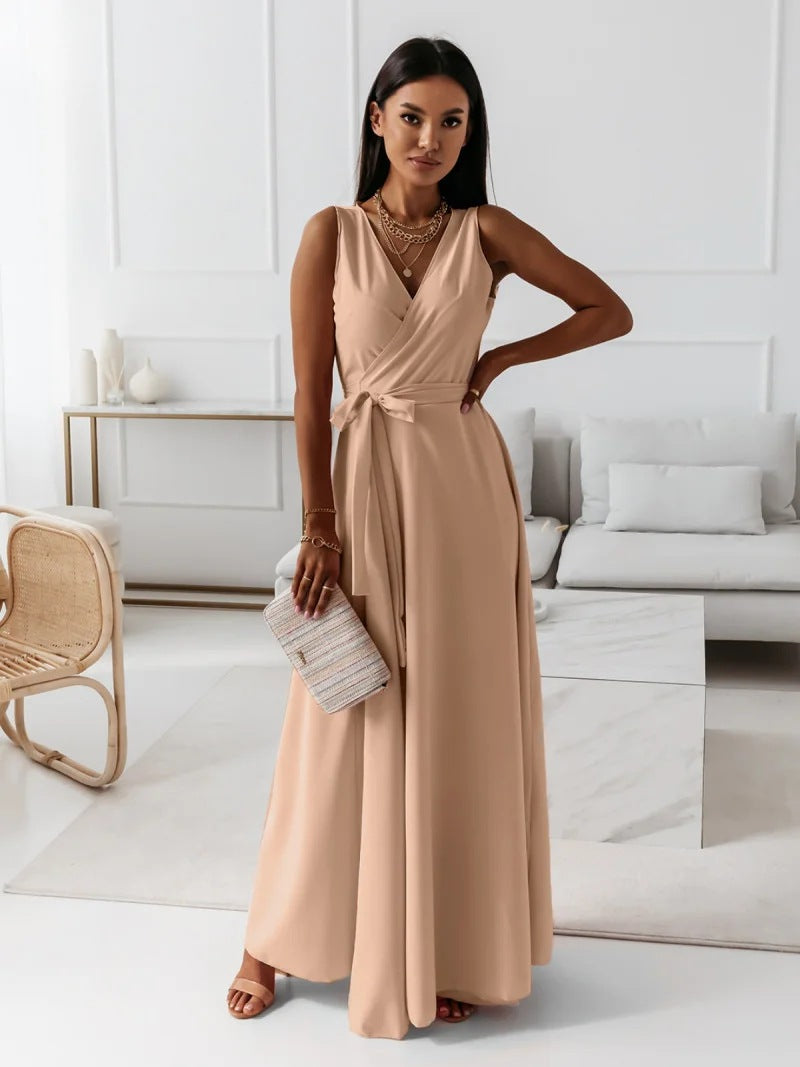 Hailey | Wedding Guest Dress Maxi Dress Women Wrap Sleeveless Formal Cocktail Evening Flowy Fall