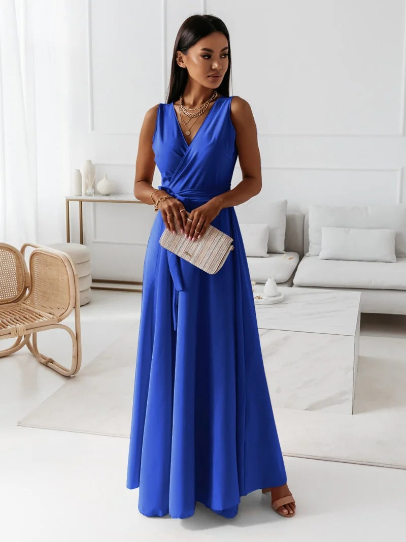 Hailey | Wedding Guest Dress Maxi Dress Women Wrap Sleeveless Formal Cocktail Evening Flowy Fall