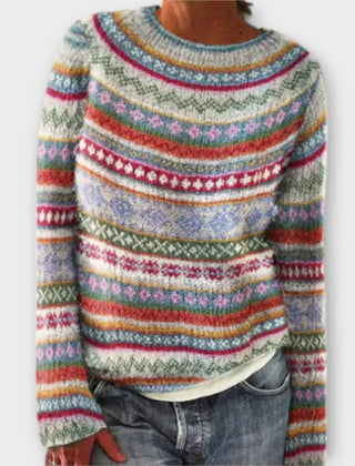 Ophelia knit sweater for women by Christine Brewer, featuring a cozy, textured design in soft, neutral tones.