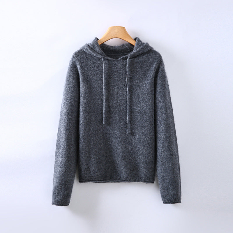 Athena | Cashmere Sweater Hoodie Knit Pullover Hooded Women Winter Warm Lightweight Soft