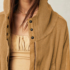 Cropped hooded hoodie for women by Christine Brewer, featuring a stylish hood and comfortable fit, shown in a soft fabric.