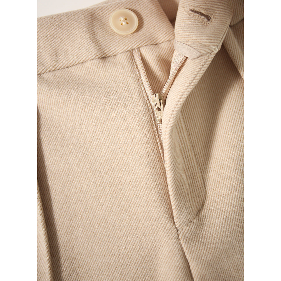 Women's wool tapered trousers by Christine Brewer, soft merino wool pants with a tailored fit and classic style.