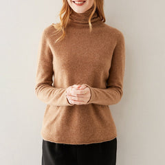 Christine Brewer Gabrielle cashmere turtleneck sweater for women, soft knit with a cozy high neckline and fitted design.