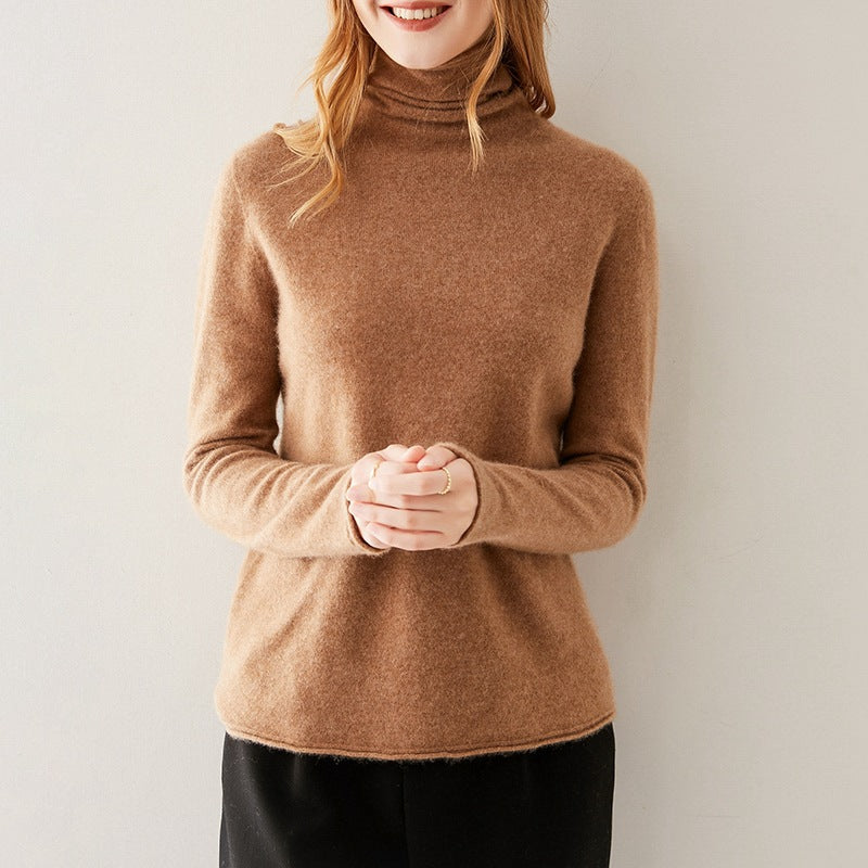 Christine Brewer Gabrielle cashmere turtleneck sweater for women, soft knit with a cozy high neckline and fitted design.