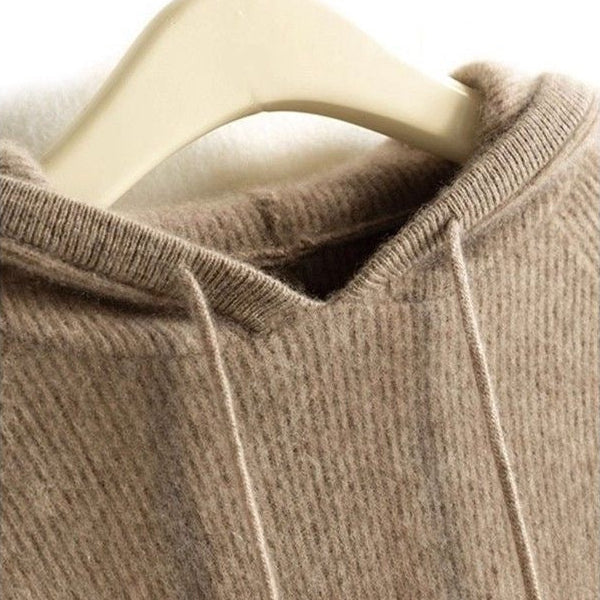 Celeste | Cashmere Hoodie Sweater Knit Winter Warm Ribbed Mink Blend Pullover Soft Fall
