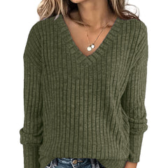 Susanna oversized women's V-neck sweater by Christine Brewer, soft knit fabric, shown in a relaxed fit style.