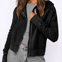 Mia cropped hooded hoodie for women by Christine Brewer, featuring a relaxed fit and drawstring hood in soft fabric.