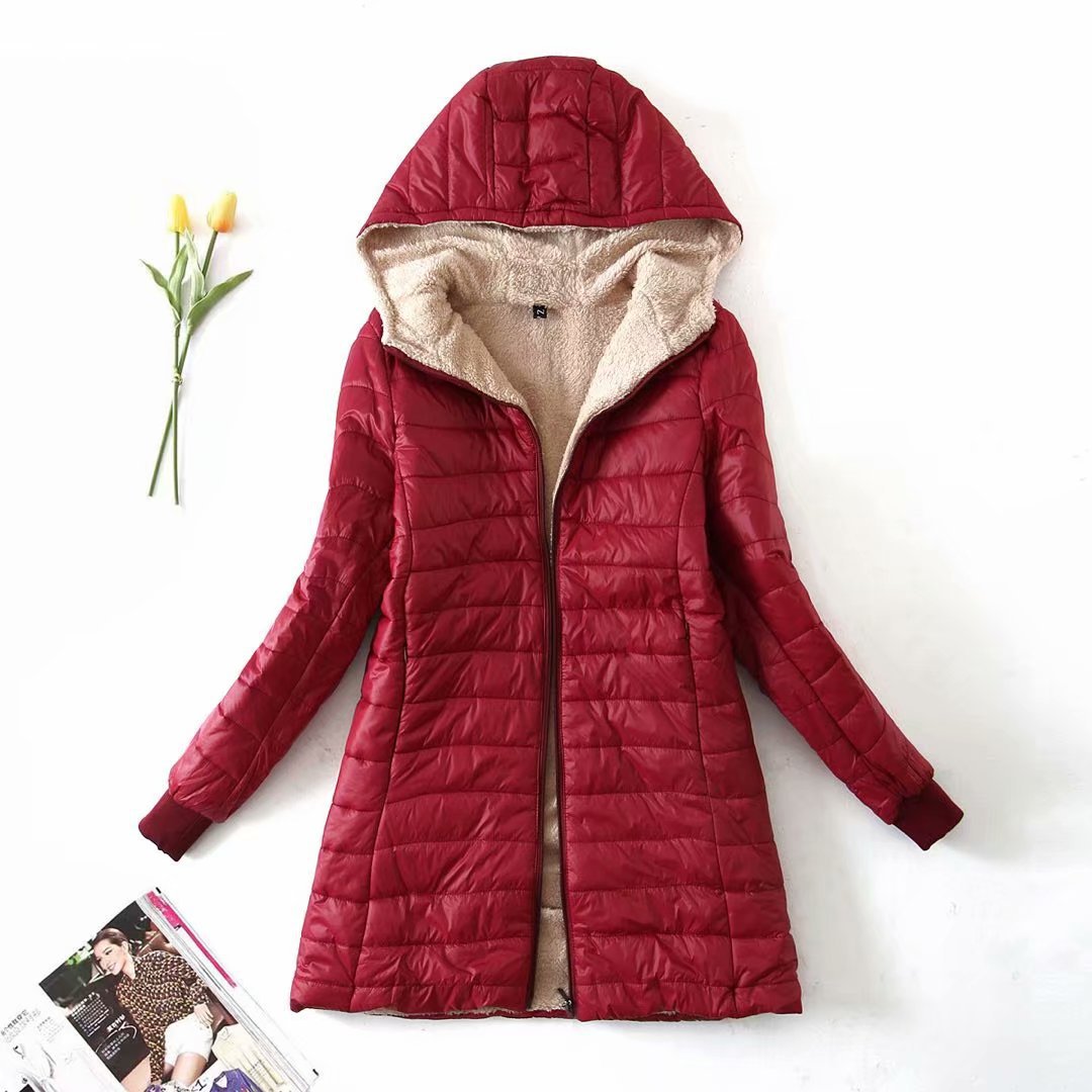 Elsa | Fleece Longline Hooded Puffer Coat for Women