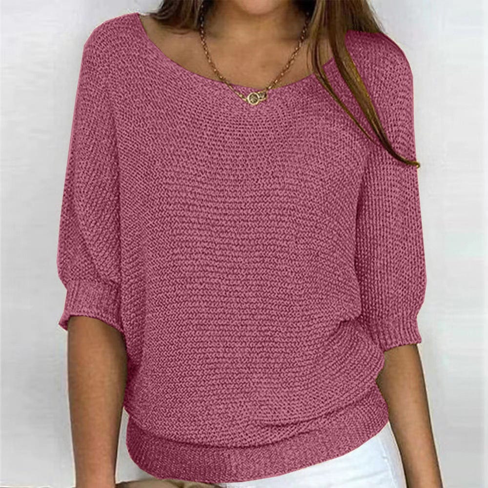 Diana knit sweater for women by Christine Brewer, featuring a cozy, chunky knit in a neutral color, suitable for casual wear.