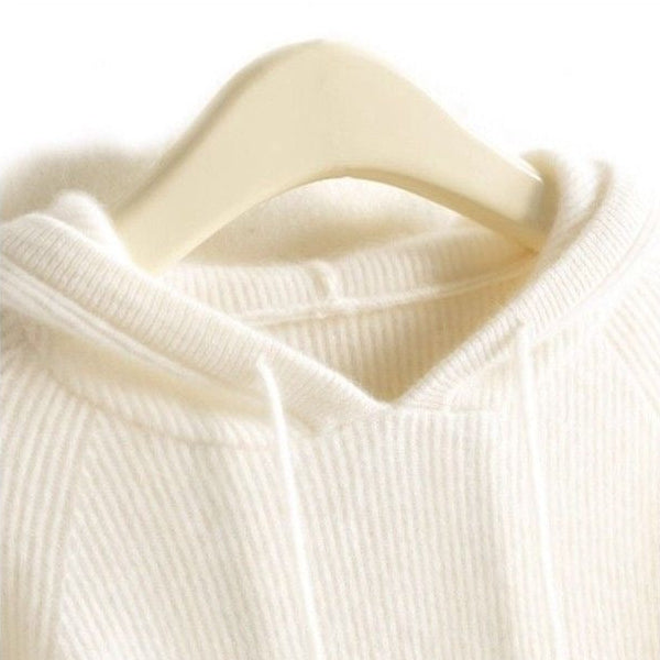 Celeste | Cashmere Hoodie Sweater Knit Winter Warm Ribbed Mink Blend Pullover Soft Fall