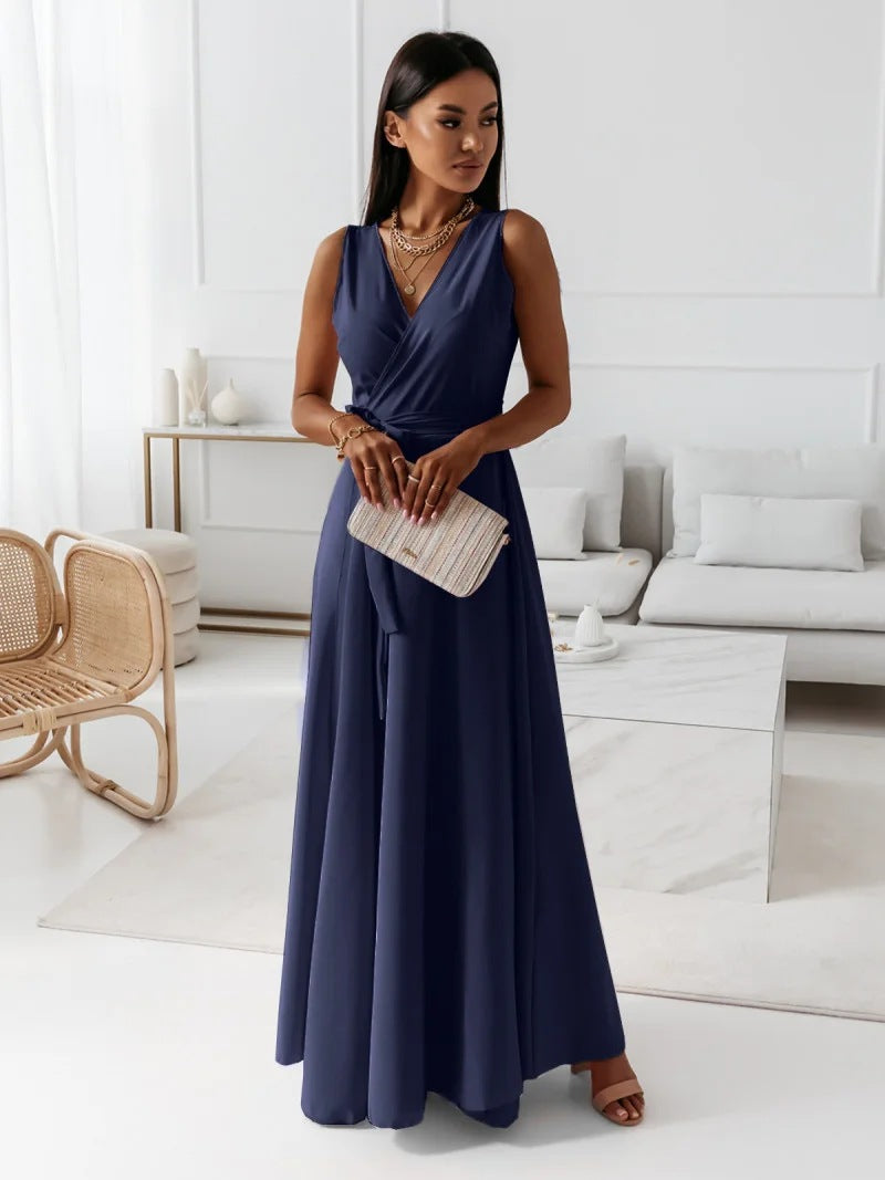 Hailey | Wedding Guest Dress Maxi Dress Women Wrap Sleeveless Formal Cocktail Evening Flowy Fall