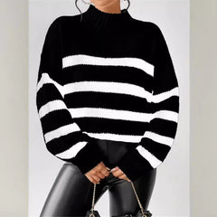 Christine Brewer Miriam knit sweater for women, soft beige with ribbed cuffs and neckline, cozy and stylish for casual wear.