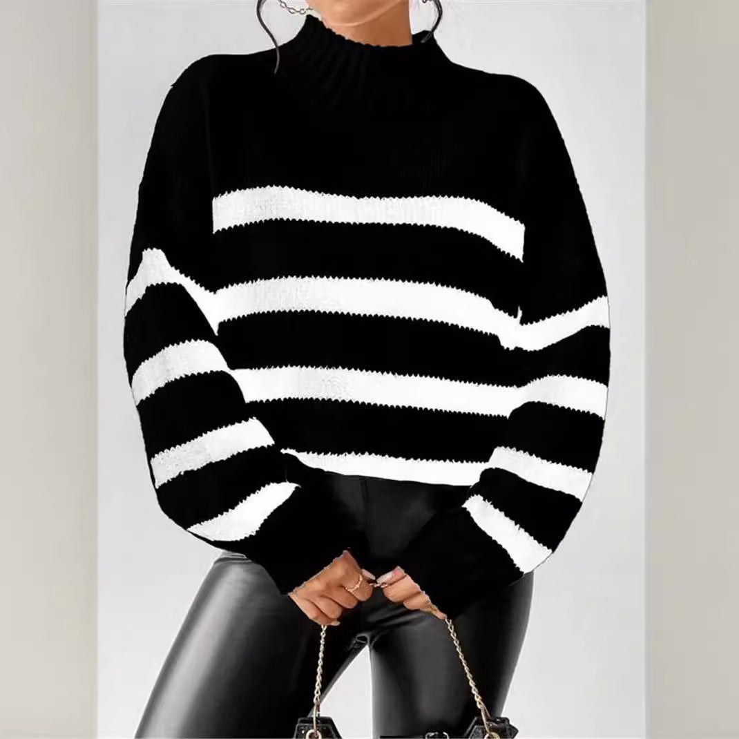 Christine Brewer Miriam knit sweater for women, soft beige with ribbed cuffs and neckline, cozy and stylish for casual wear.