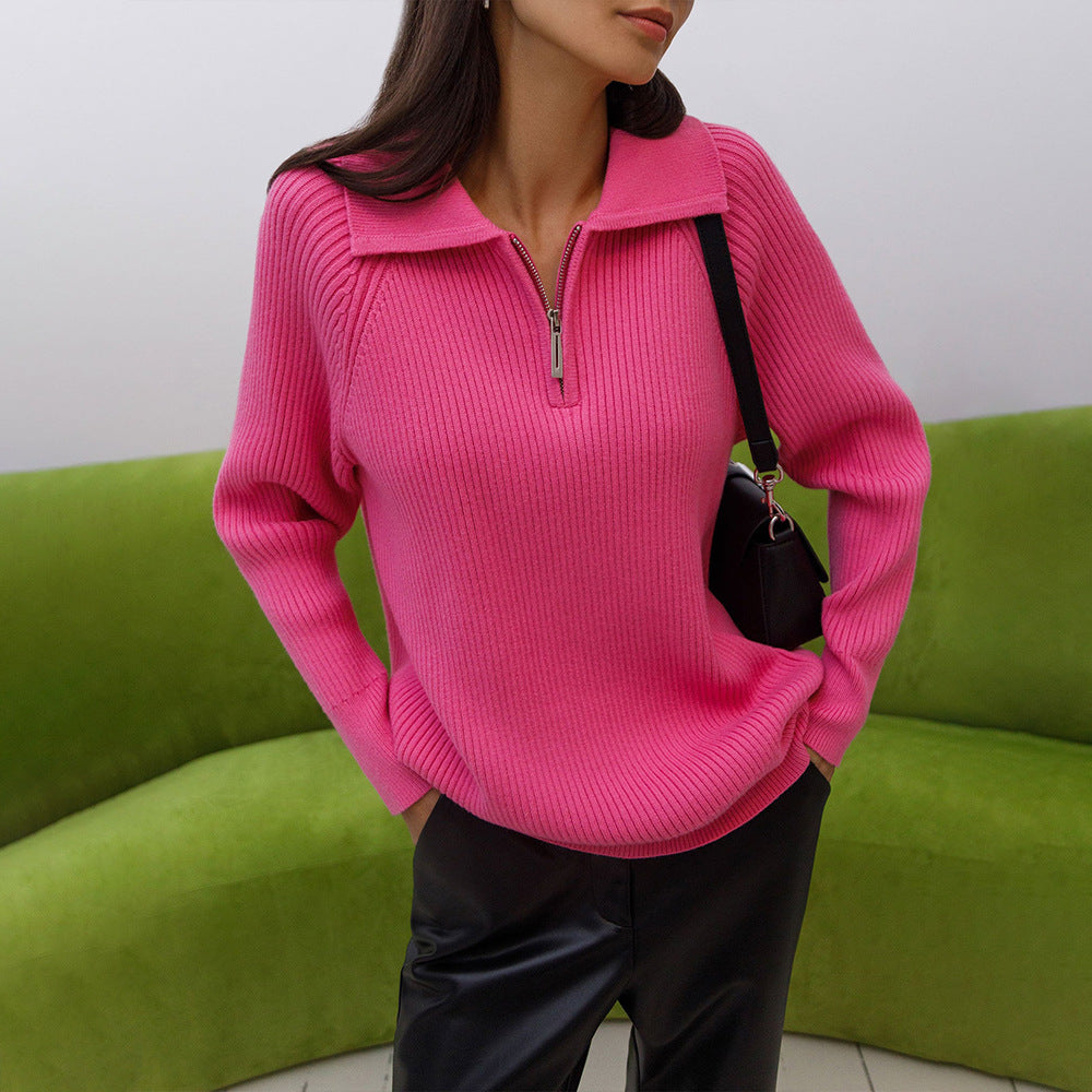 Cream-colored knit sweater for women by Christine Brewer, featuring a cozy, textured design and a classic fit.