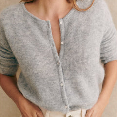 Hattie mohair knit top for women by Christine Brewer, featuring a soft, textured cream-colored design with long sleeves.