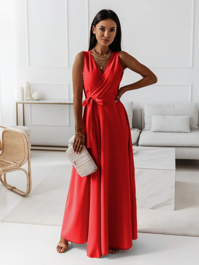 Hailey | Wedding Guest Dress Maxi Dress Women Wrap Sleeveless Formal Cocktail Evening Flowy Fall