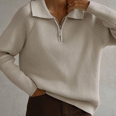 Pink knit sweater for women by Christine Brewer, featuring a cozy, textured design and a classic crew neckline.