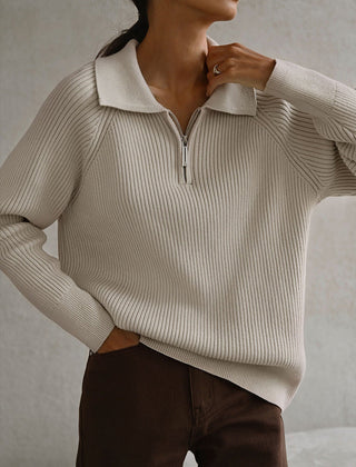 Pink knit sweater for women by Christine Brewer, featuring a cozy, textured design and a classic crew neckline.